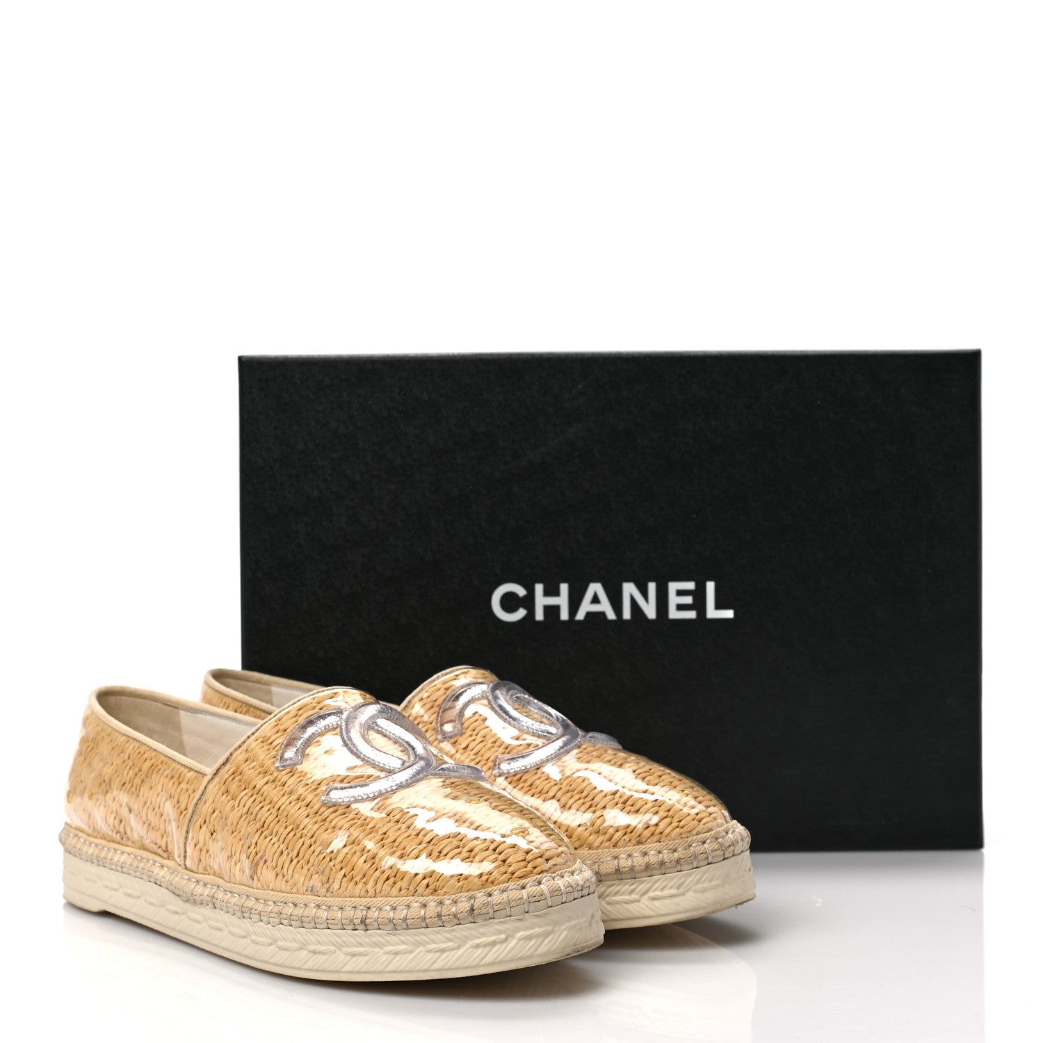 Chanel PVC Raffia CC Espadrilles 38 Beige 8 of 8