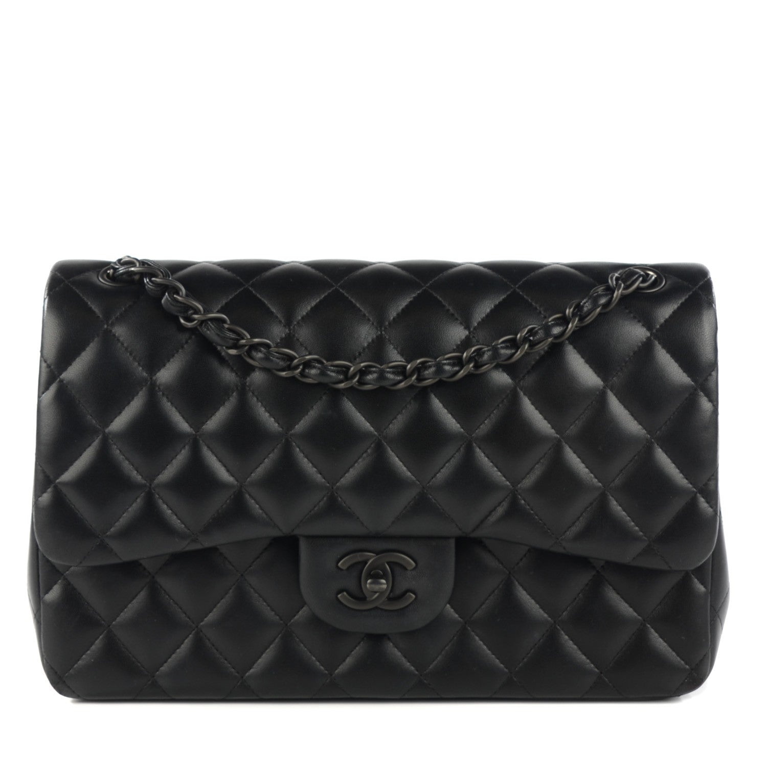 Chanel Lambskin Quilted Jumbo Double Flap So Black 1 of 9