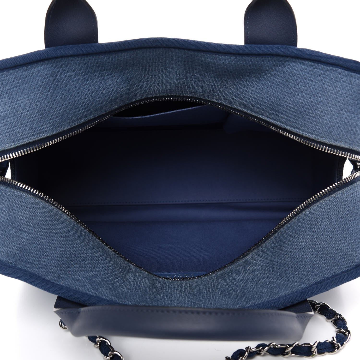 Chanel Denim Deauville Bowling Bag Blue 5 of 11