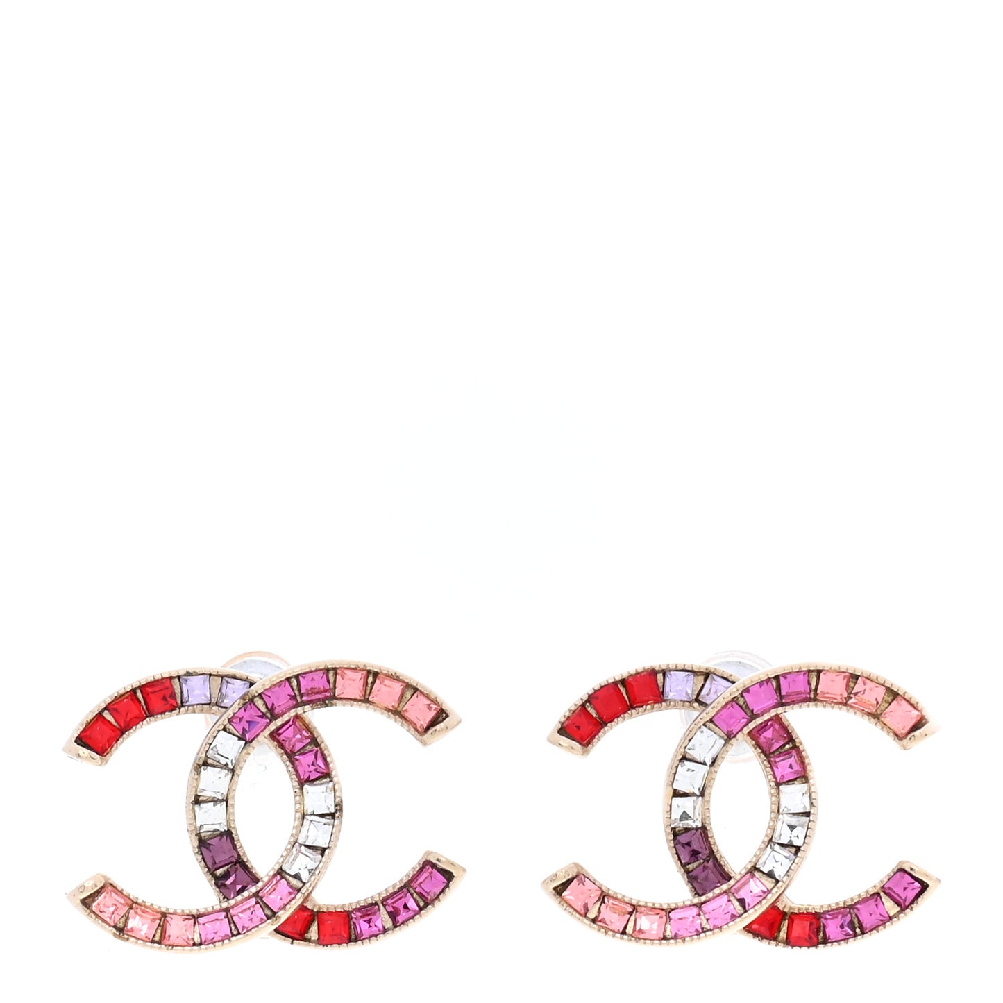 Crystal Baguette CC Earrings Gold Multicolor