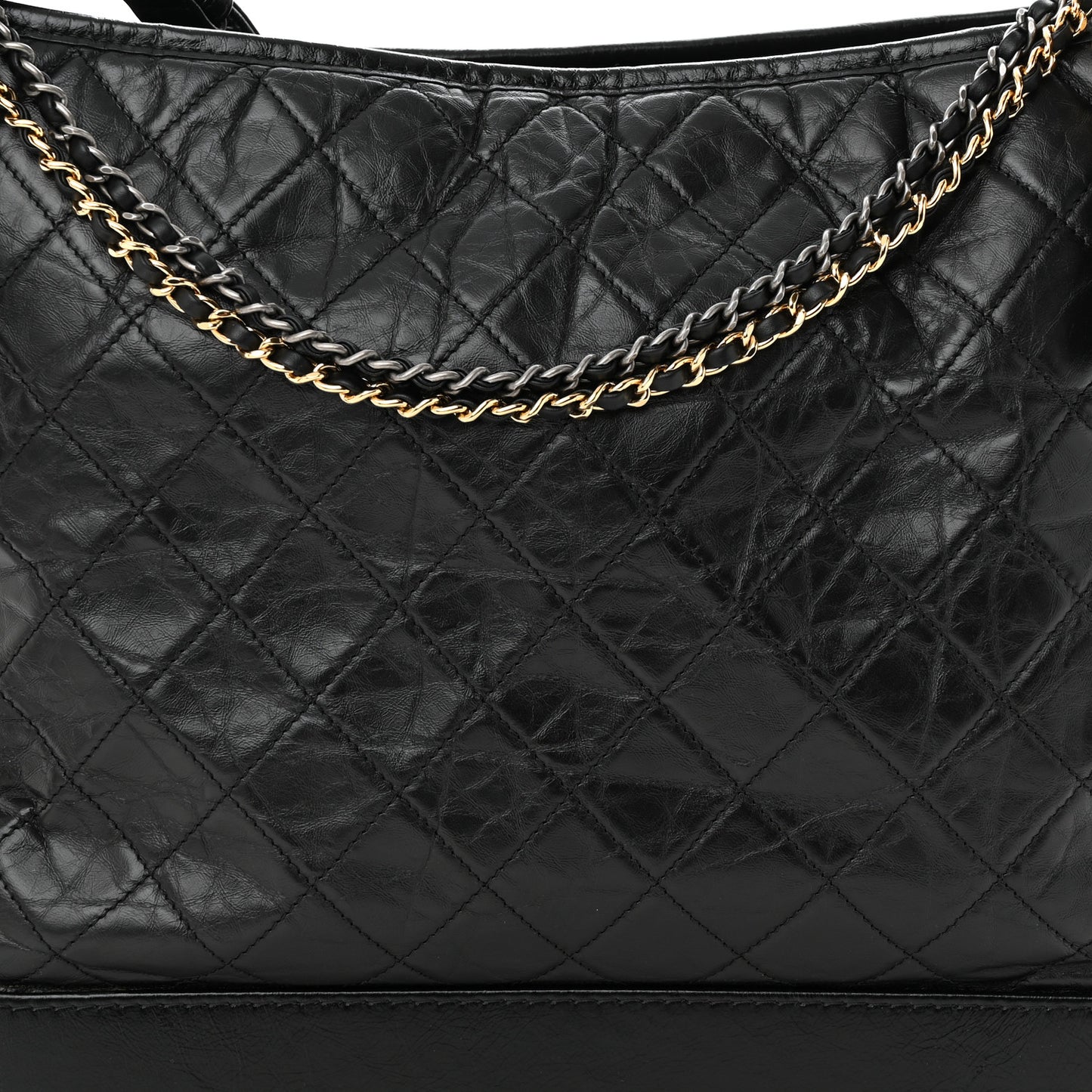 Aged Calfskin Quilted Maxi Gabrielle Hobo Black