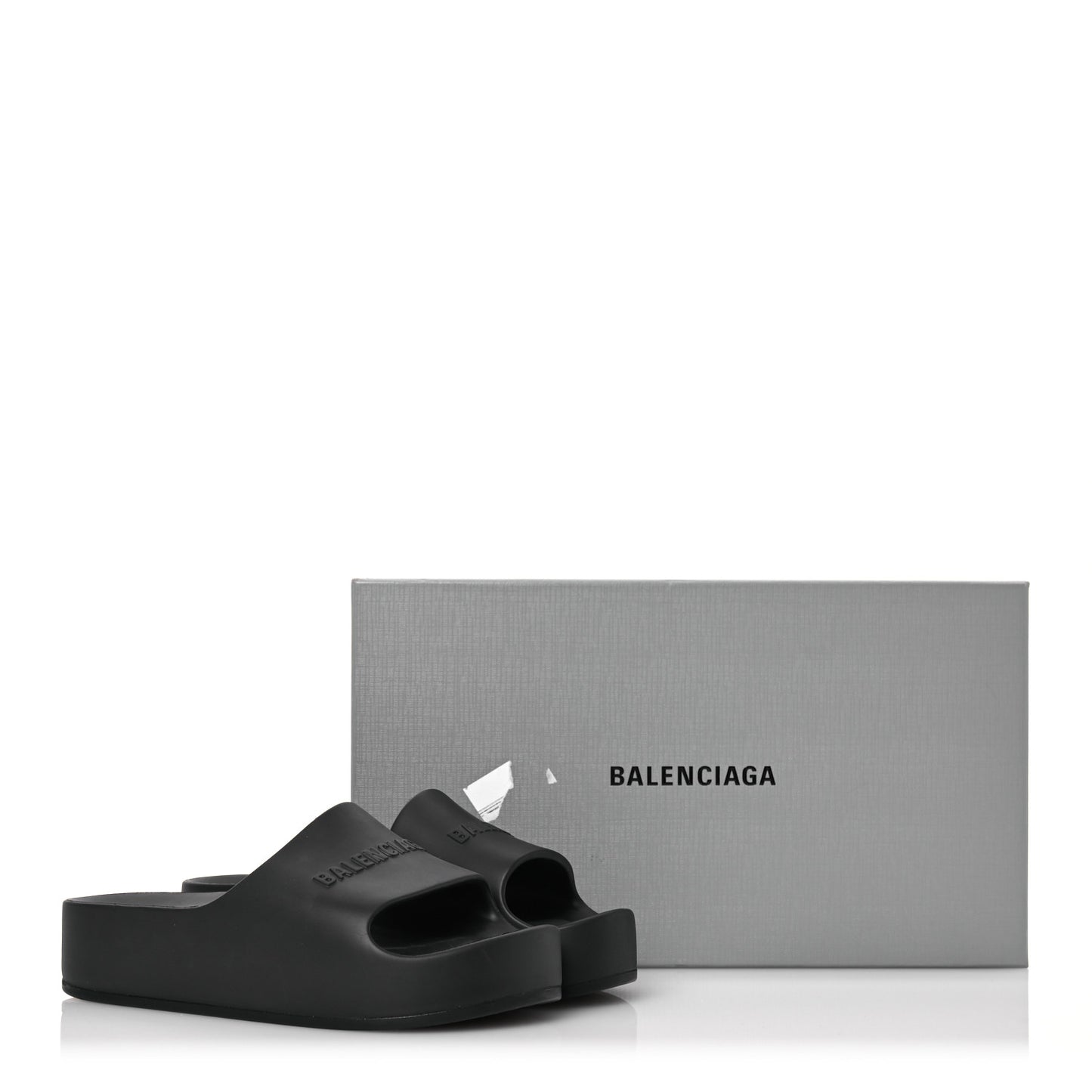 Rubber Chunky Platform Slide Sandals 39 Black
