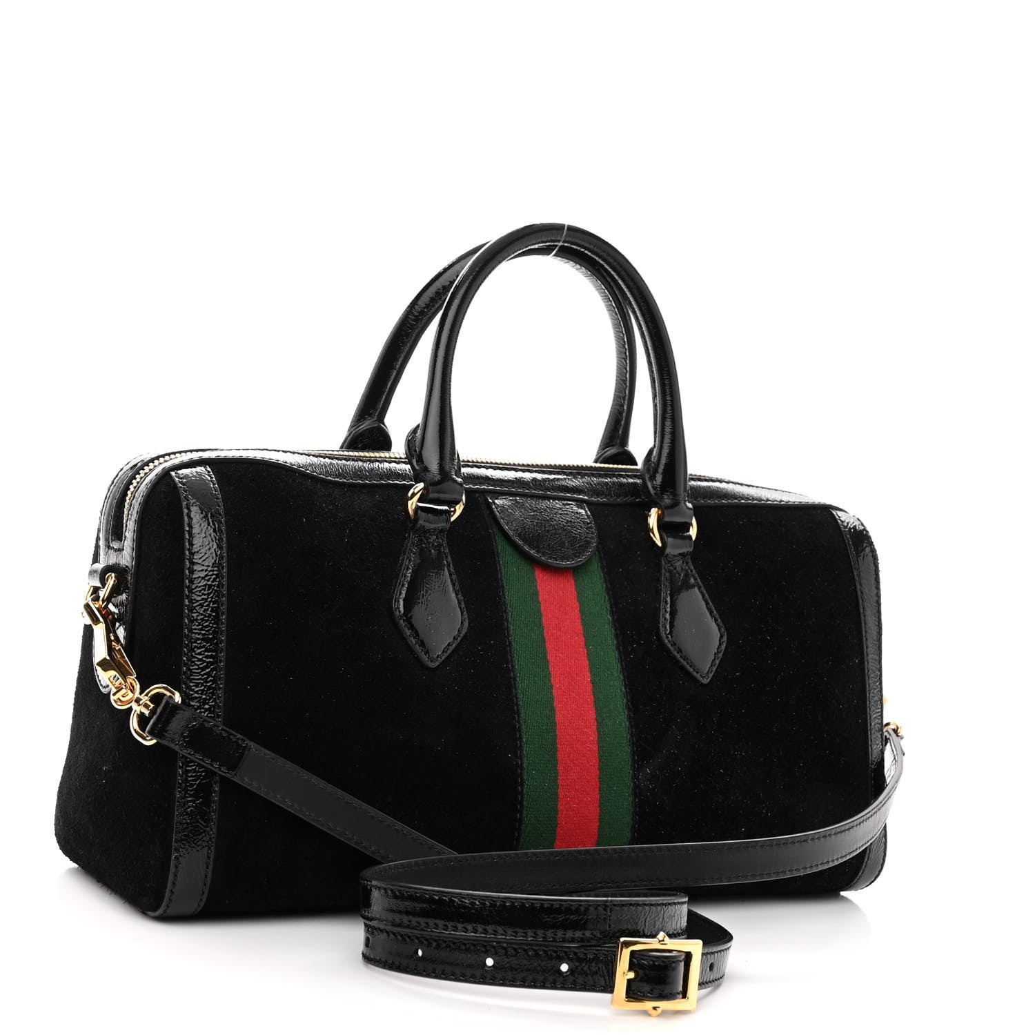 Gucci Suede Patent GG Web Medium Ophidia Boston Black 3 of 9