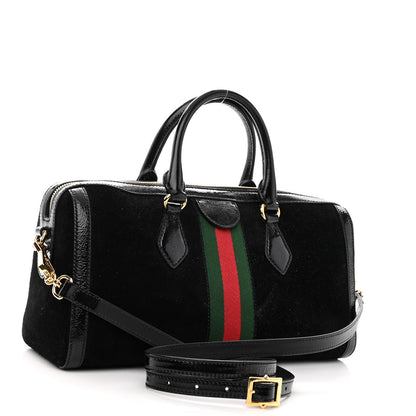 Gucci Suede Patent GG Web Medium Ophidia Boston Black 3 of 9
