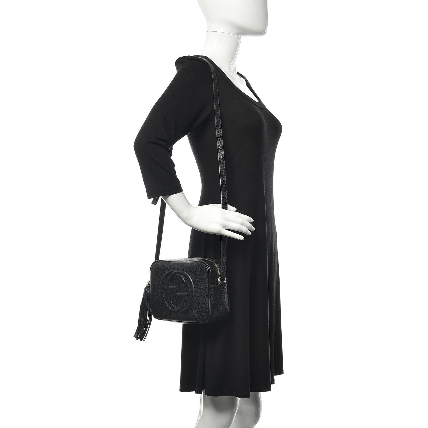 Pebbled Calfskin Small Soho Disco Bag Black