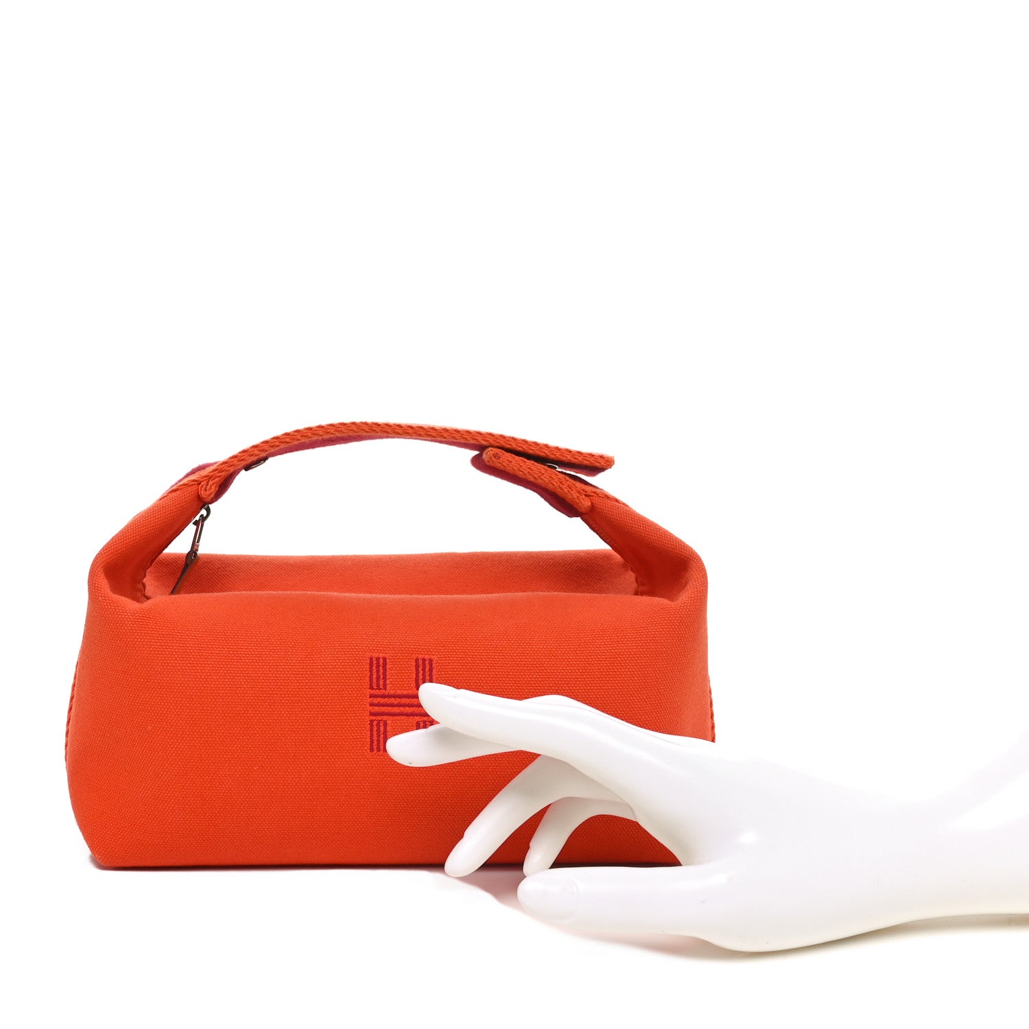Hermes Canvas Small Bride-A-Brac Pouch Orange Burgundy 2 of 9