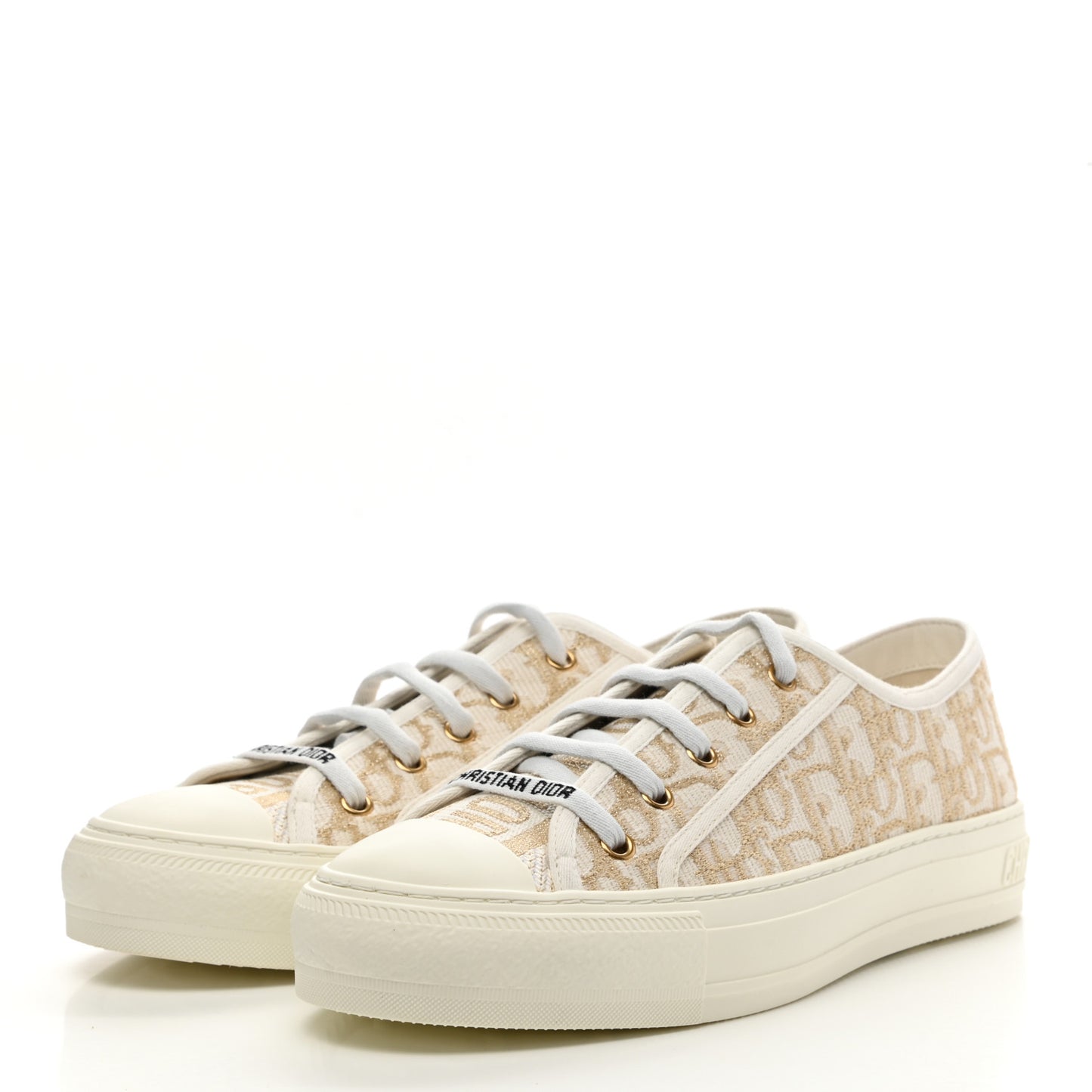 Canvas Oblique Walk'N'Dior Low Top Sneakers 39 Gold