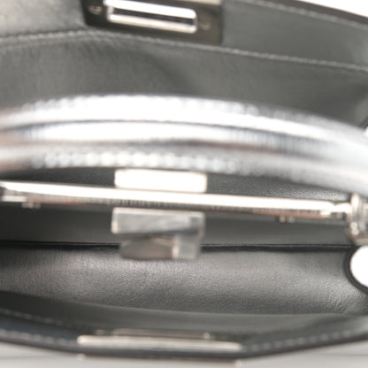 Fendi Rock Millenium Laminata Small Peekaboo I SEE U Satchel Argento 8 of 13