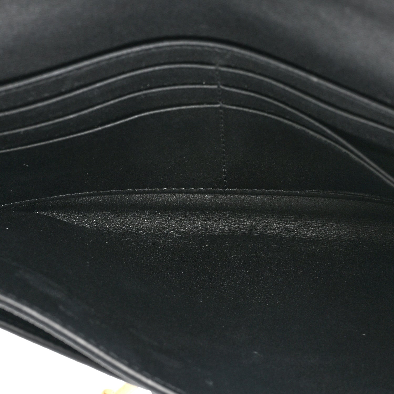 Christian Dior Grained Calfskin Saddle Chain Wallet Pouch Black 8 of 13
