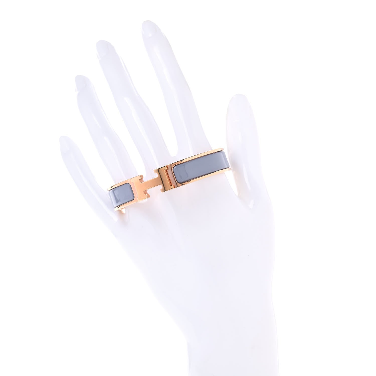 Hermes Enamel Narrow Clic Clac H Bracelet PM Gris Orage 2 of 5