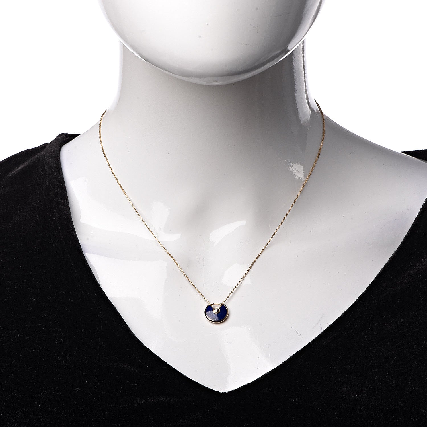 Cartier 18K Yellow Gold Diamond Lapis Lazuli XS Amulette de Pendant Necklace 2 of 6