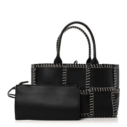 Bottega Veneta Nappa Maxi Intrecciato Overlock Stitched Small Arco Tote Black Silver 1 of 8