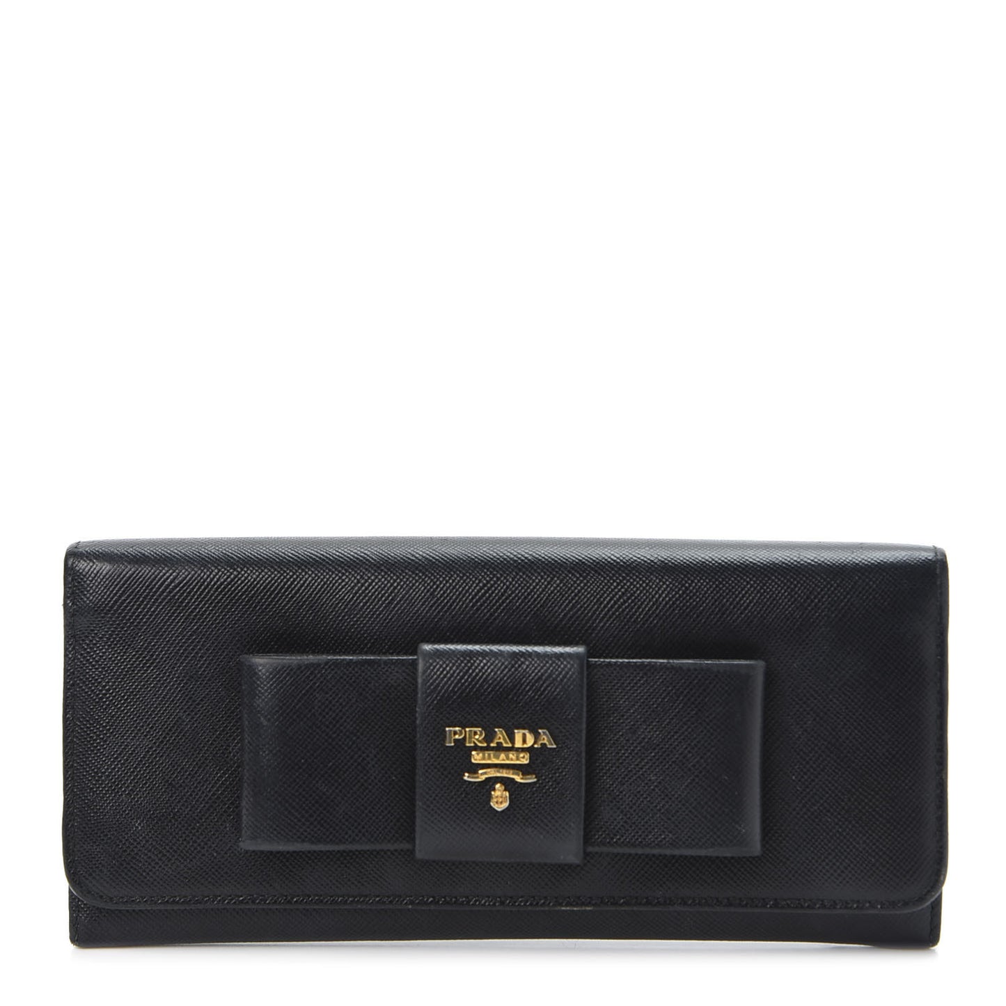 Saffiano Bow Continental Wallet Nero Black