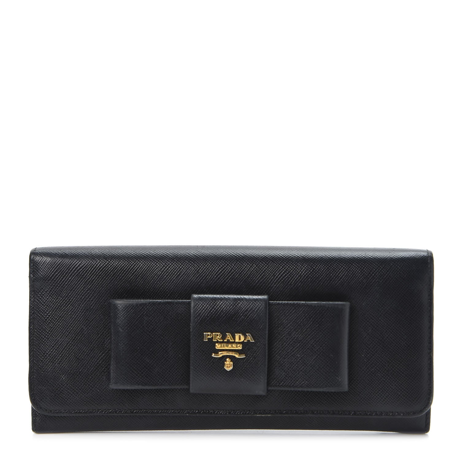 Prada Saffiano Bow Continental Wallet Nero Black 1 of 10