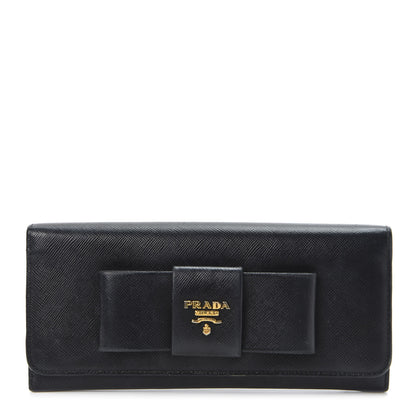 Prada Saffiano Bow Continental Wallet Nero Black 1 of 10