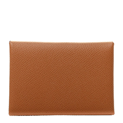Hermes Epsom Calvi Duo Card Case Gold 1 of 8