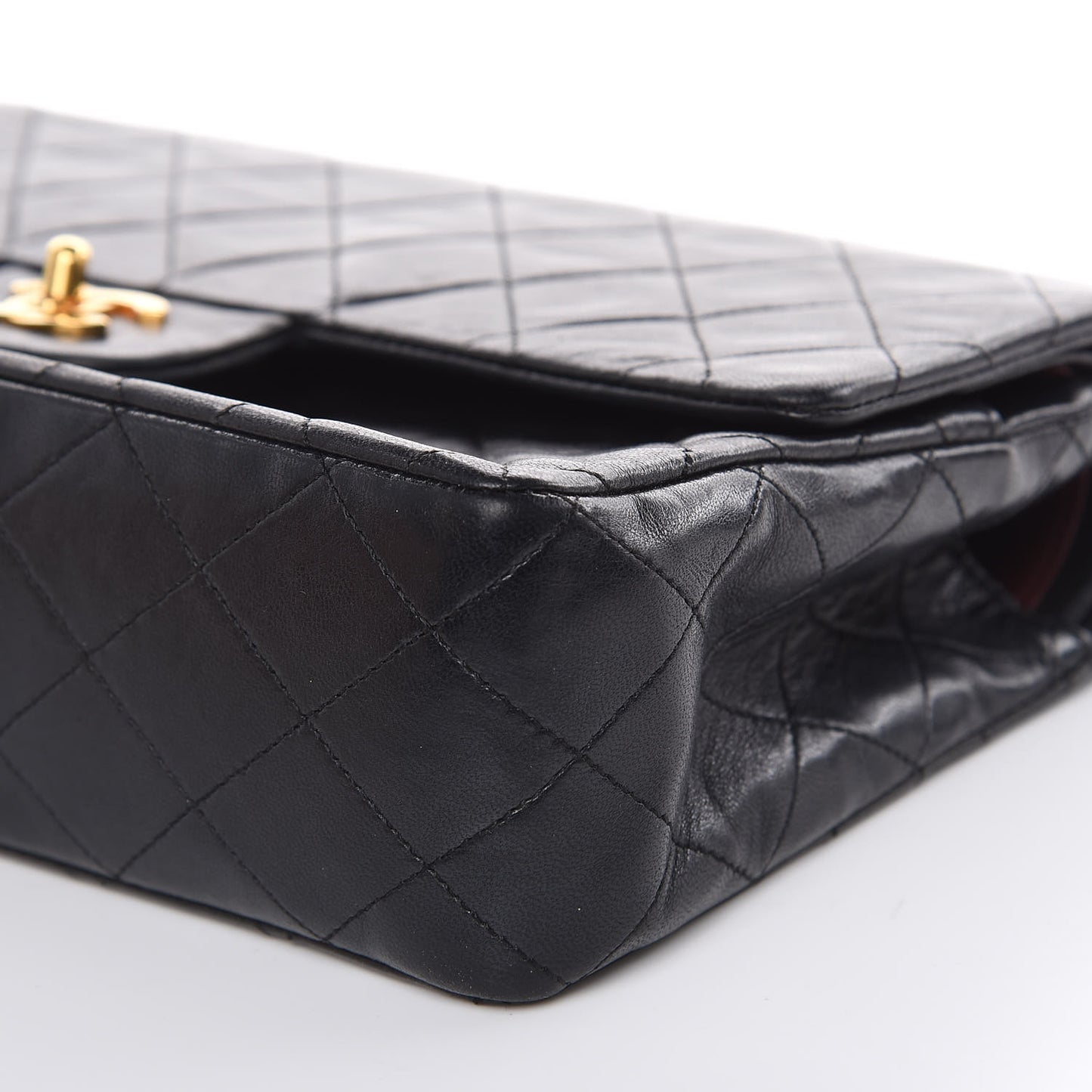 Lambskin Quilted Medium Double Flap Black