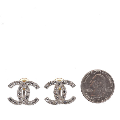 Chanel Baguette Crystal CC Clip On Earrings Silver 2 of 6