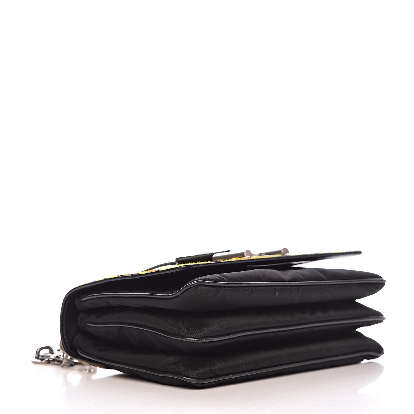 Nylon Calf Hair Leopard Print Crossbody Bag Black Sole