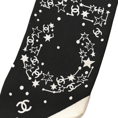 Chanel Silk Star Logo Slim Bandeau Scarf Black 4 of 4