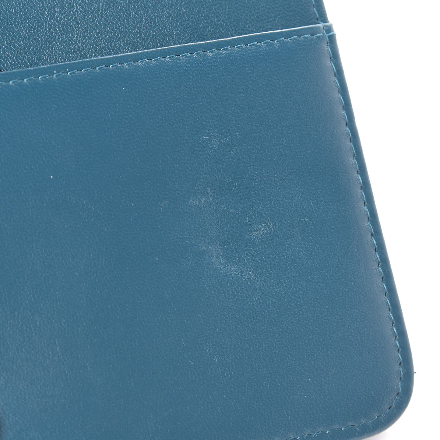 Lambskin Chevron Quilted Studded Wallet On Chain WOC Blue