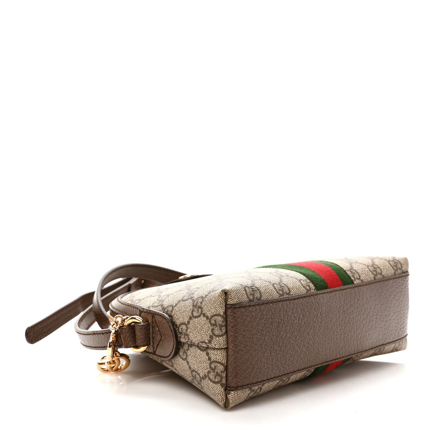 GG Supreme Monogram Textured Dollar Calfskin Web Small Ophidia Dome Shoulder Bag Beige Ebony New Acero