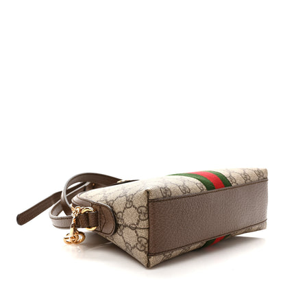 Gucci GG Supreme Monogram Textured Dollar Calfskin Web Small Ophidia Dome Shoulder Bag Beige Ebony New Acero 4 of 9
