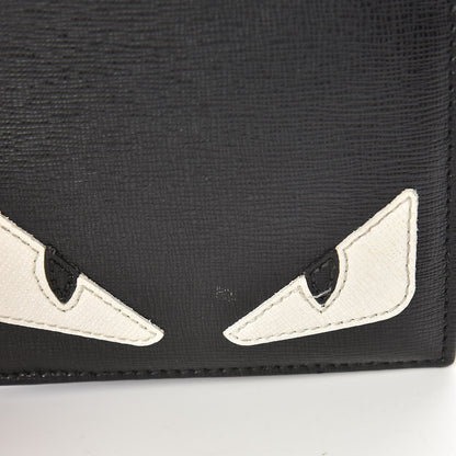 Fendi Vitello Elite Monster Eyes Inlay Bi-Fold Wallet Asfalto Blue 8 of 9