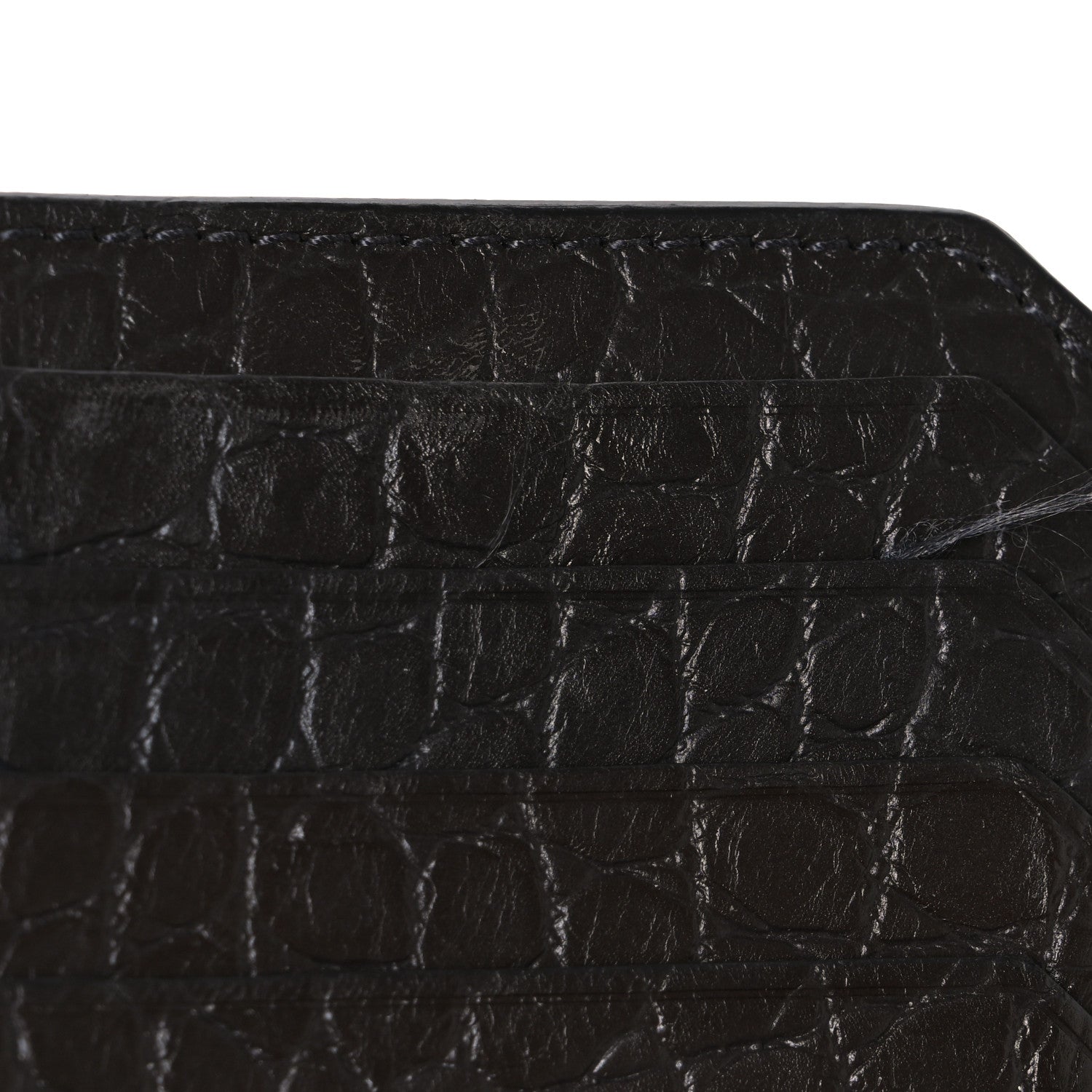 Saint Laurent Calfskin Crocodile Embossed 5 Fragments Zip Pouch Card Holder Coal 8 of 9