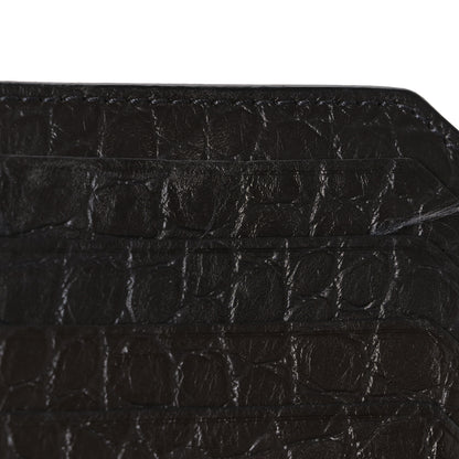 Saint Laurent Calfskin Crocodile Embossed 5 Fragments Zip Pouch Card Holder Coal 8 of 9