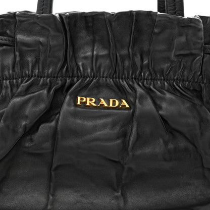Prada Nappa Antique Drawstring Tote Black 9 of 11