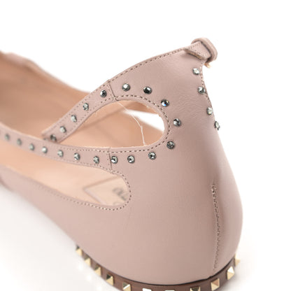 Valentino Garavani Calfskin Soul Rockstud Cut Out Ankle Strap Ballet Flats 37.5 Poudre 11 of 12