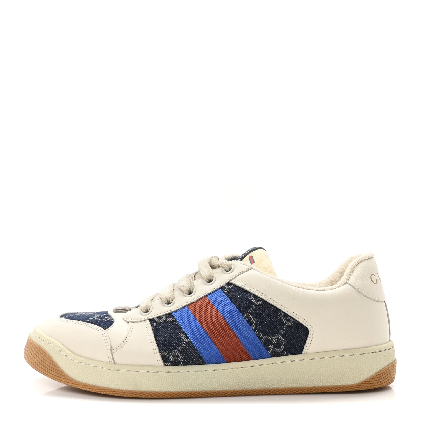 Calfskin Denim Web Womens Screener Sneakers 40.5 Mystic White Dusty Milk