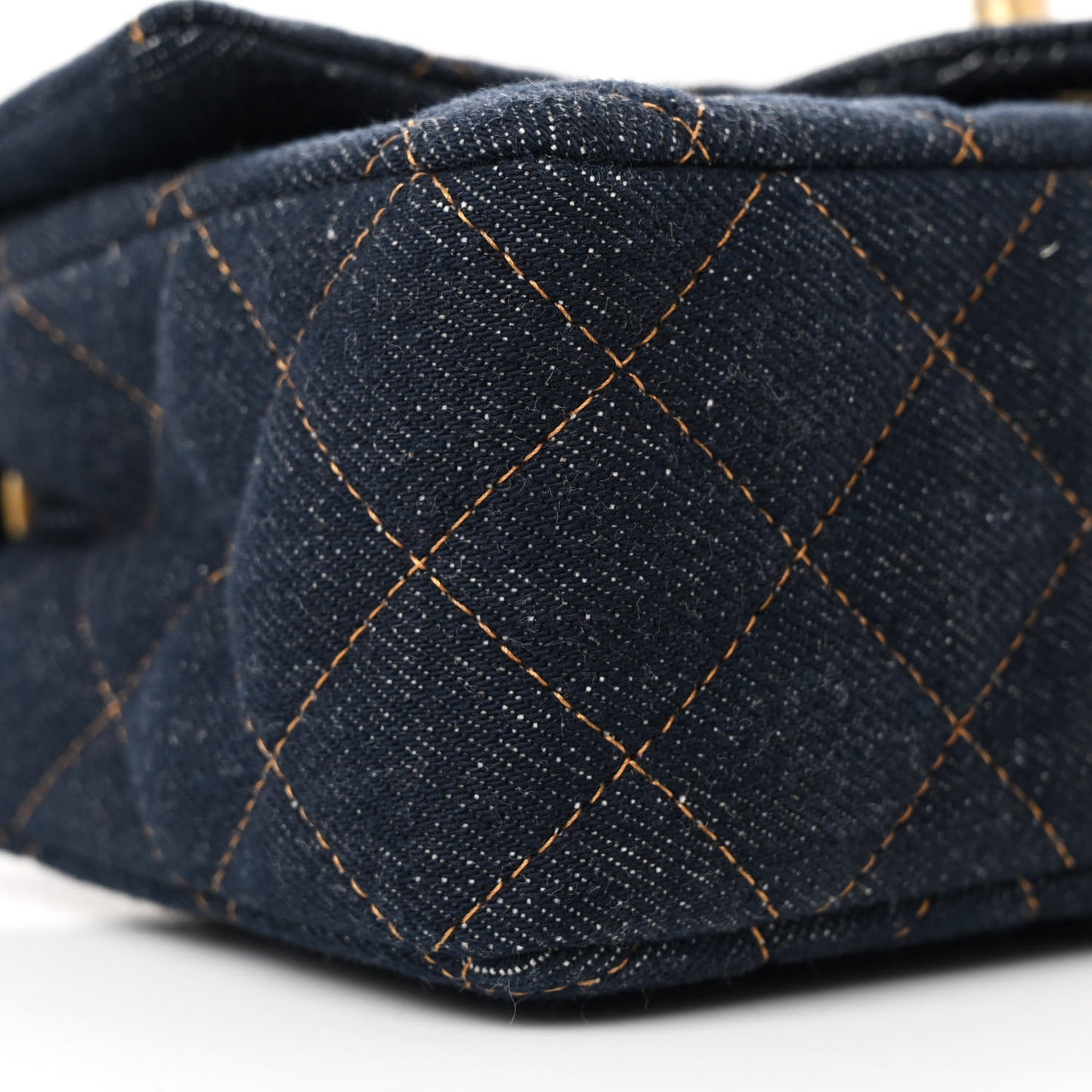 Denim Quilted Mini Rectangular Flap Dark Blue