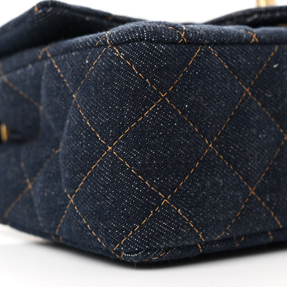 Chanel Denim Quilted Mini Rectangular Flap Dark Blue 9 of 11