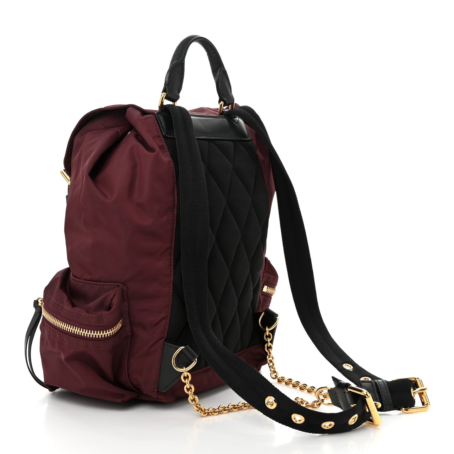 Nylon Medium Rucksack Backpack Burgundy Red