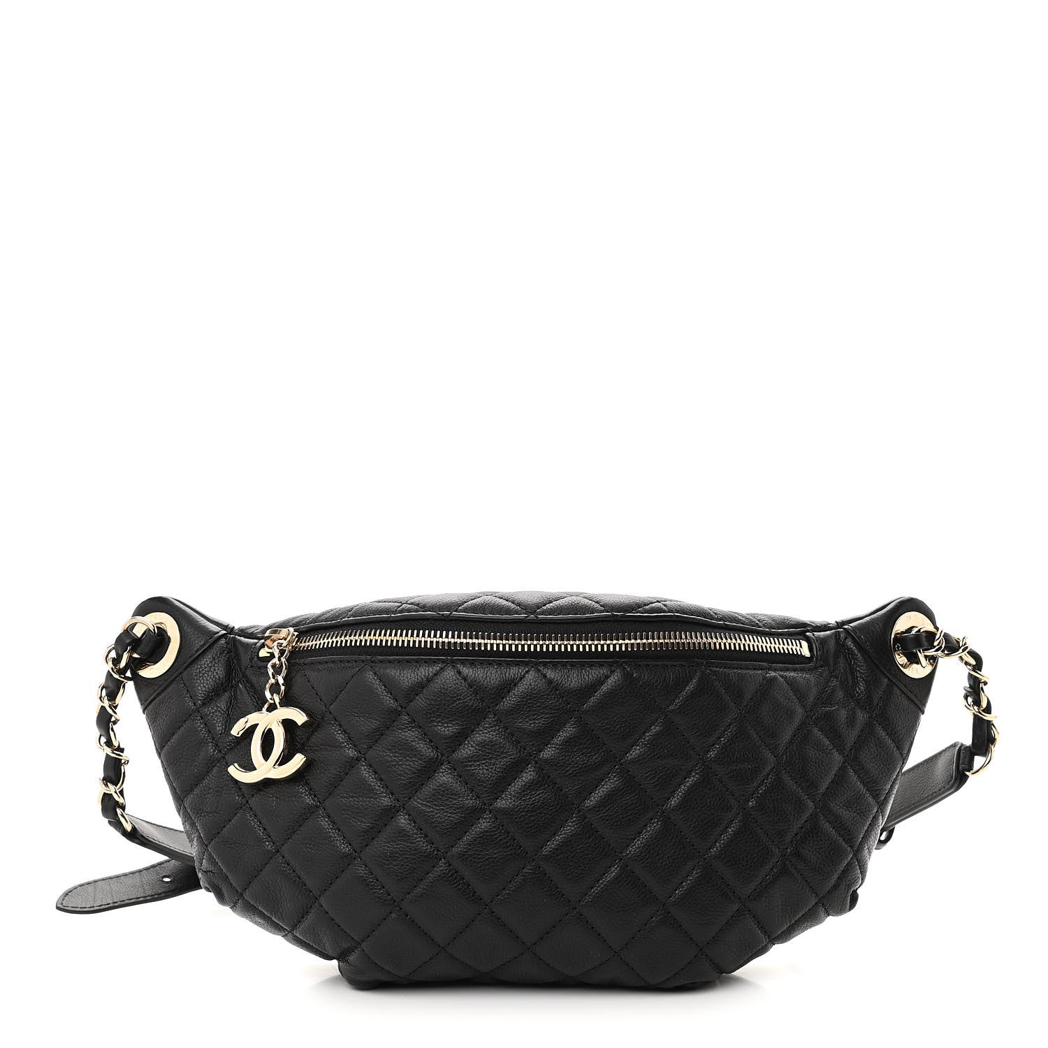 Chanel Calfskin Quilted Banane Waist Bag Fanny Pack Black 1 of 12