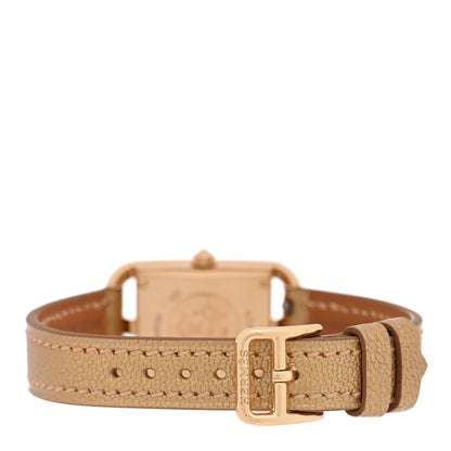 Hermes 18K Yellow Gold Chevre Chamkilight 21mm Cape Cod Quartz Watch Dore 3 of 5