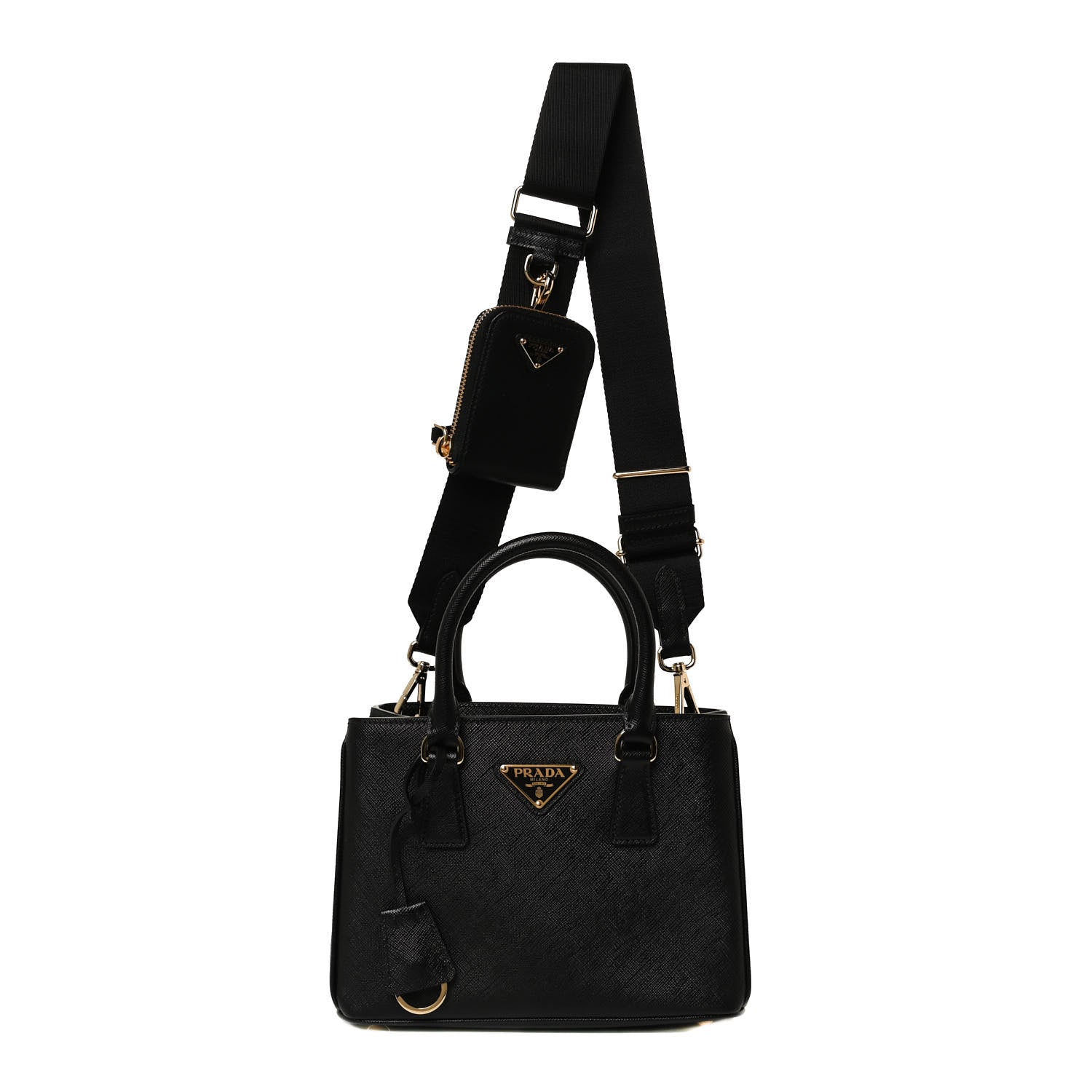 Prada Saffiano Lux Micro Galleria Shoulder Bag Black 1 of 12