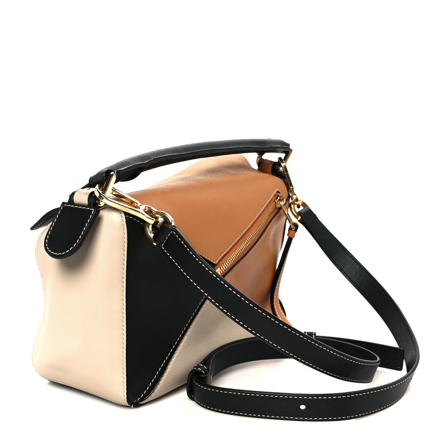 Loewe Calfskin Small Puzzle Bag Amber Light Oat Black 3 of 12