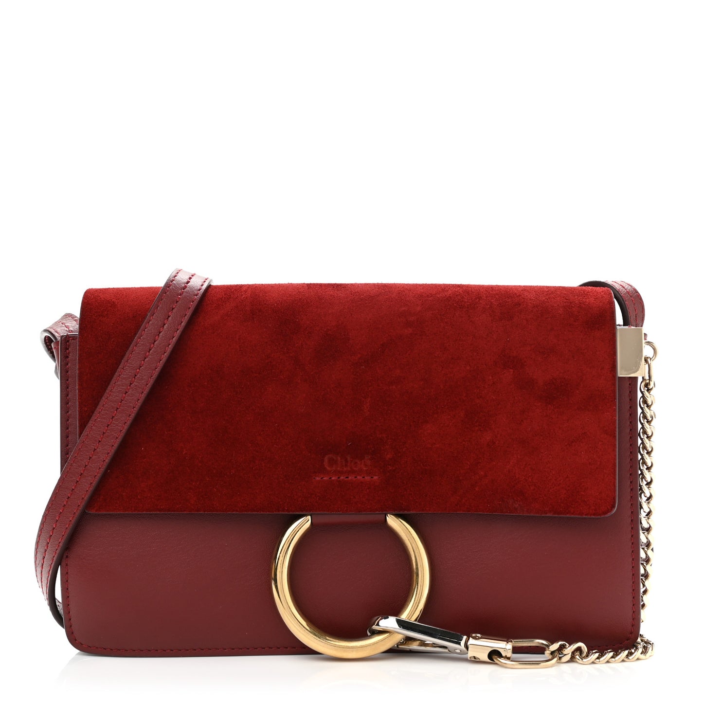 Suede Calfskin Small Faye Shoulder Bag Plum Purple