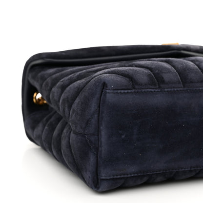 Saint Laurent Suede Calfskin Y Quilted Monogram Small Loulou Chain Satchel Deep Marine 10 of 11