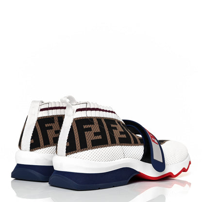 Fendi Stretch Yarn FF Stiff Band Rockoko Sneakers 36 White Tobacco Red 4 of 8