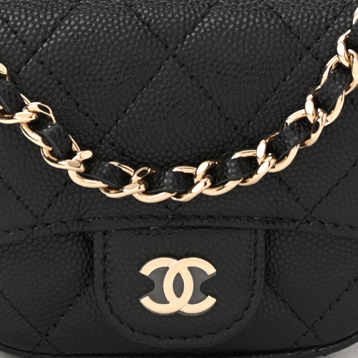 Chanel Caviar Quilted Flap Card Holder On Chain Black 9 of 11