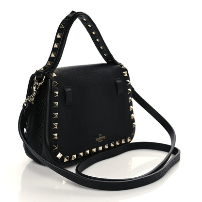 Valentino Garavani Grainy Calfskin Small Rockstud Top Handle Bag Black 3 of 9