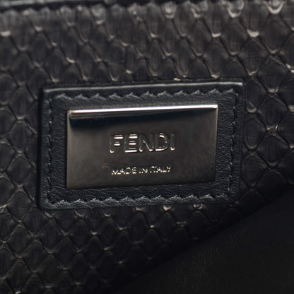 Fendi Vitello Seta Python Crocodile Monster Eyes Large Peekaboo Iconic Satchel Black Girasole 6 of 9