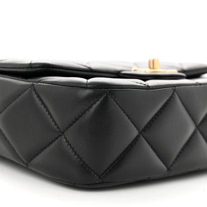 Chanel Lambskin Enamel Pearl Quilted Mini Charm Me Square Flap Black 9 of 11