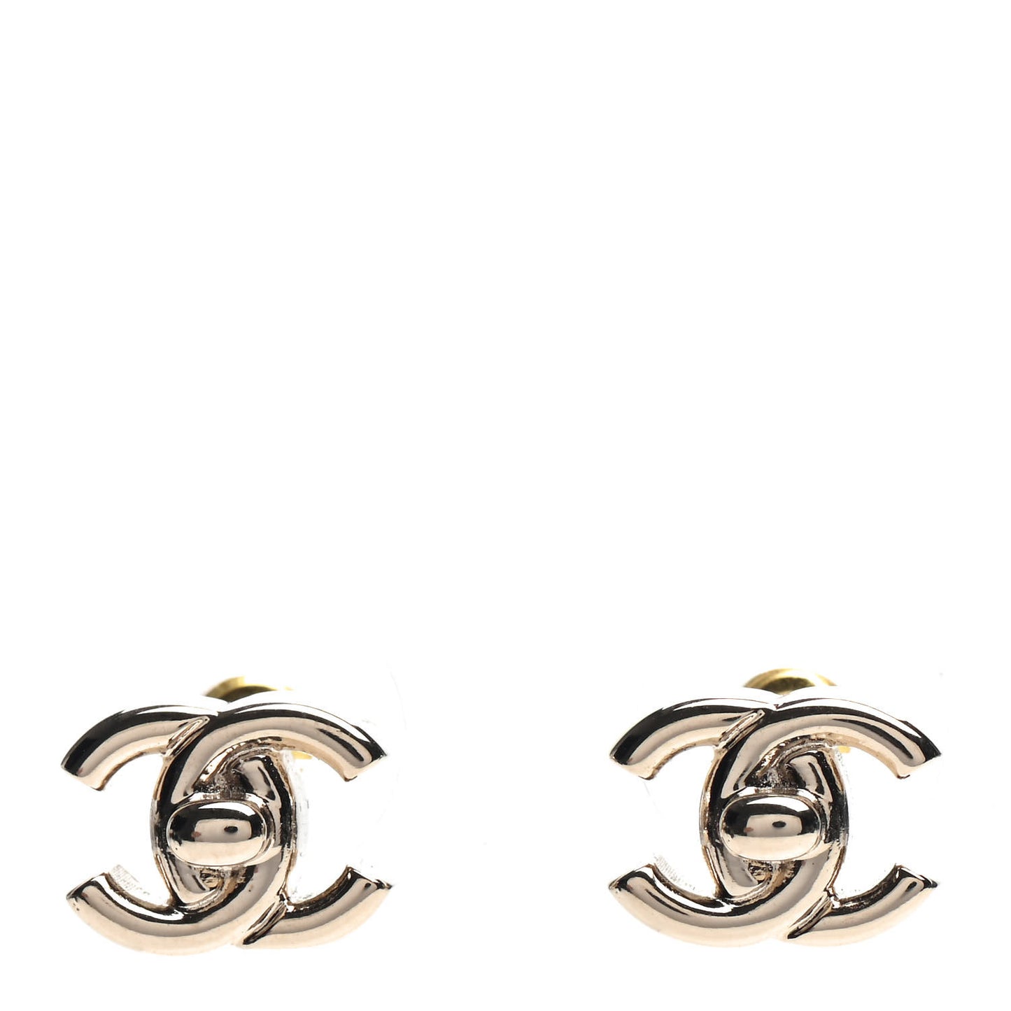 Metal CC Turnlock Earrings Gold
