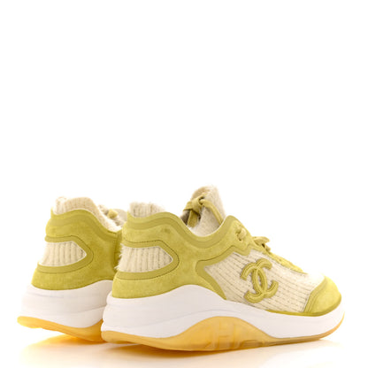Chanel Suede Calfskin Stretch Fabric CC Sneakers 38.5 Yellow 4 of 6