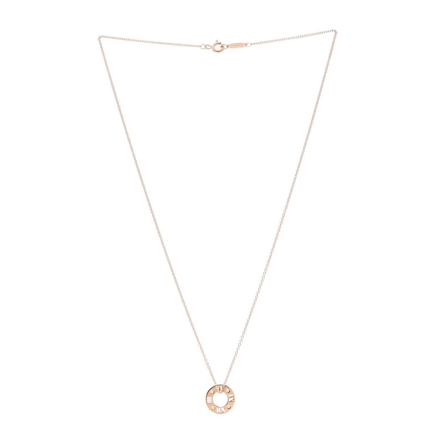 Tiffany 18K Rose Gold Diamond Atlas Pierced Pendant Necklace 3 of 5